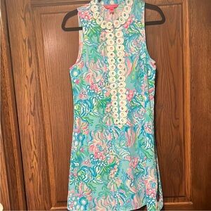 Lilly Pulitzer Blue and Pink Mini Dress-size 10